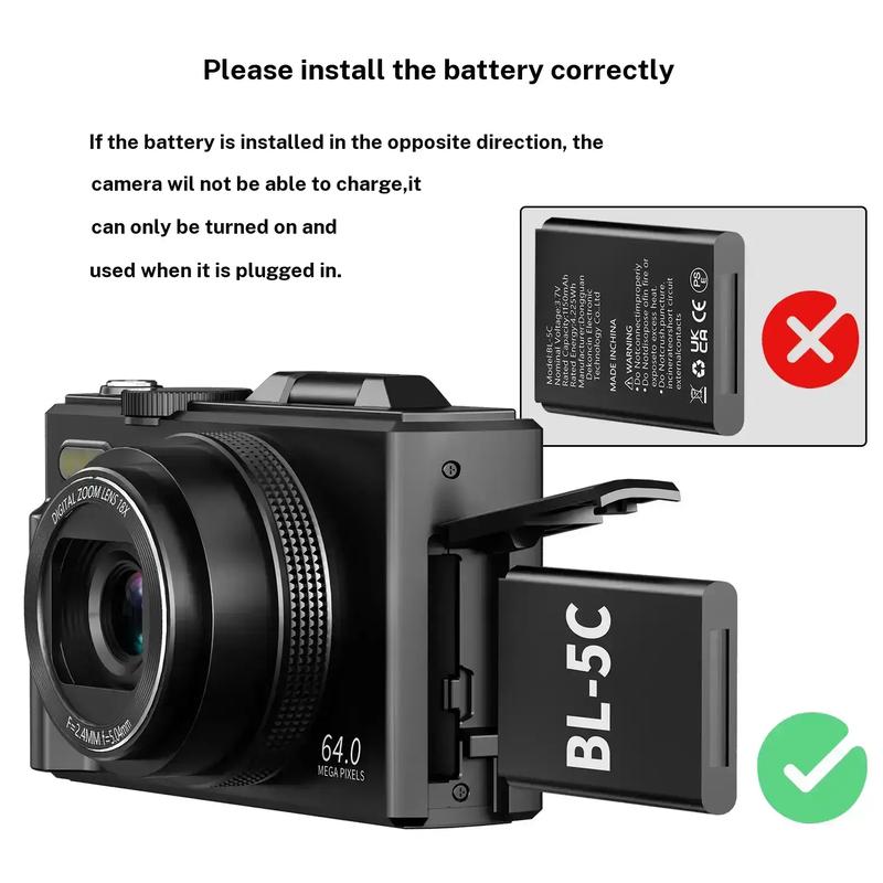Portable 64MP Compact Digital Camera